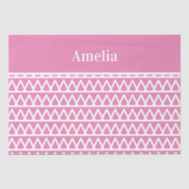 Papel De Seda Natal do Padrão Rosa Quente do Nome