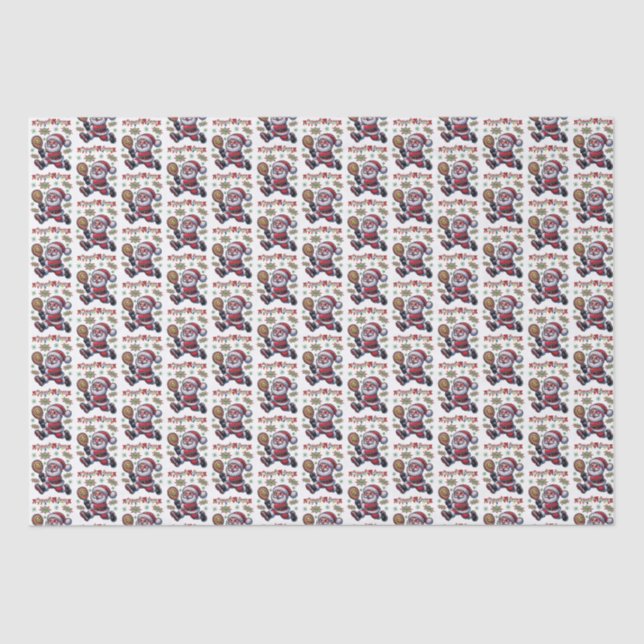 Papel De Seda Natal do Pickleball Papai Noel (Frente )