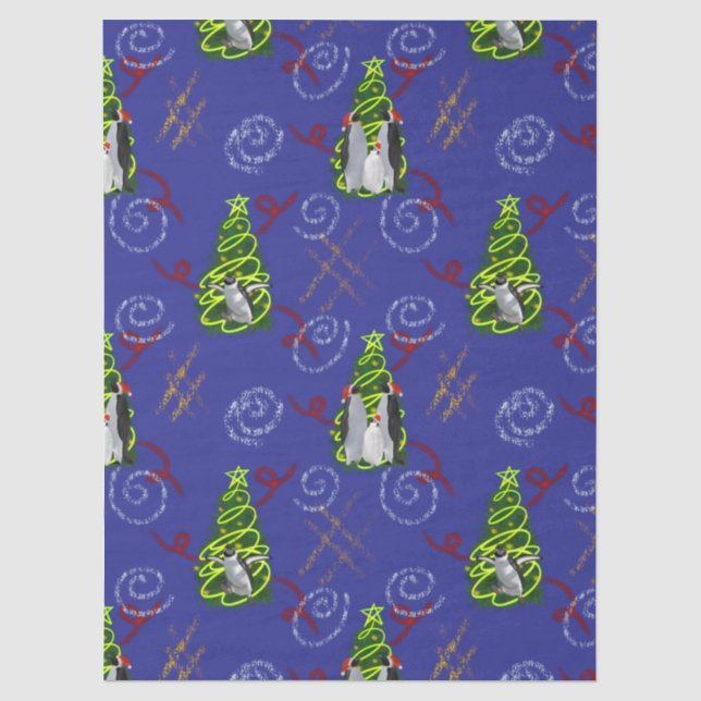 Papel De Seda Natal do Pinguim (Frente )