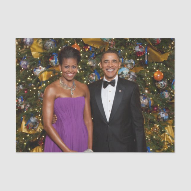 Papel De Seda Natal do Presidente Barack Obama e Michelle (Frente )