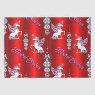 Papel De Seda Natal do Unicórnio Vermelho Mágico