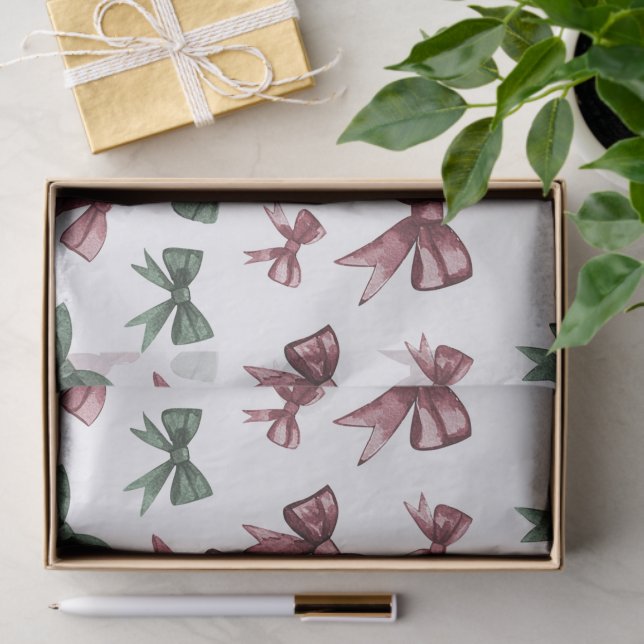 Papel De Seda Natal dos Arcos Verdes Vermelhos (Presente)