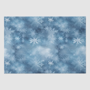 Papel De Seda Natal dos Flocos de Neve Brancos de Inverno Azul
