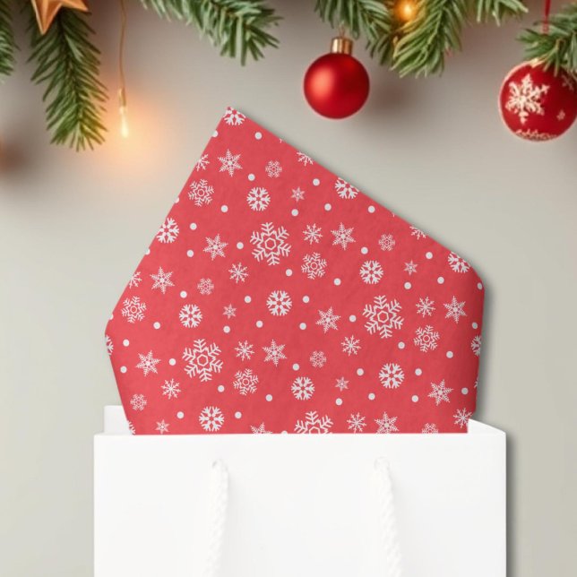 Papel De Seda Natal dos Flocos de Neve Brancos Vermelhos (Criador carregado)