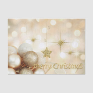 Papel De Seda Natal dourado das bolas & das estrelas do