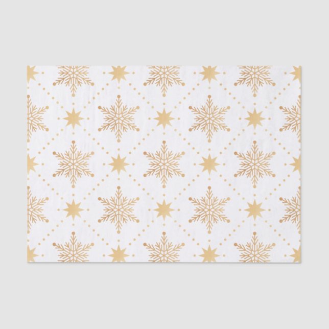 Papel De Seda Natal Dourado Patttern dos flocos de neve do falso (Frente )