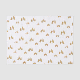Papel De Seda Natal Dourado simples do teste padrão do pinheiro
