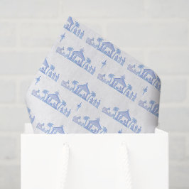 Papel De Seda Natal em Aquarela Azul