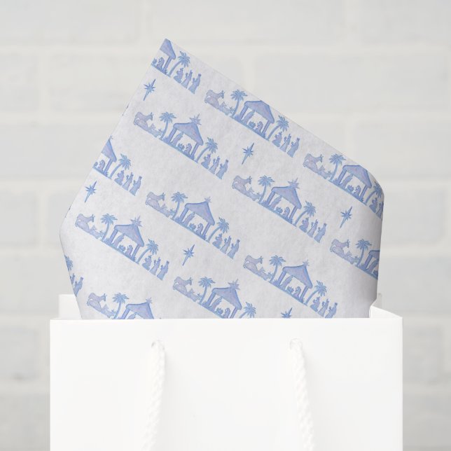 Papel De Seda Natal em Aquarela Azul (Sacola de presentes)