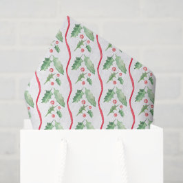Papel De Seda Natal em Aquarela com Azevinho