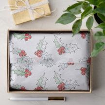 Natal em Aquarela com Folhas de Azevinho e Bagas V