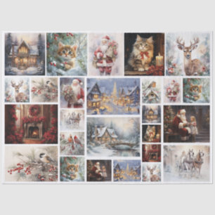 Papel De Seda Natal em Aquarela Vintage para Decoupage