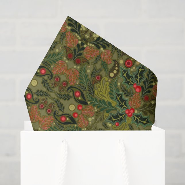 Papel De Seda Natal Evergreen Colorido Paisley (Sacola de presentes)