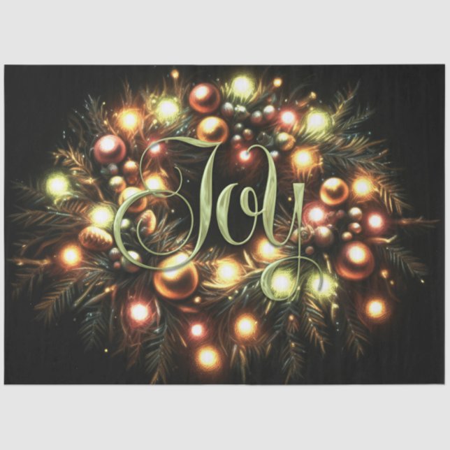 Papel De Seda Natal Evergreen Iluminado Wreath Joy (Frente )