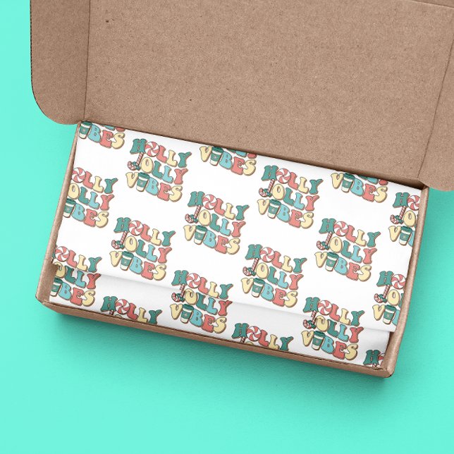 Papel De Seda Natal Feliz Retro Vibrações Alegre e Divertida (Criador carregado)