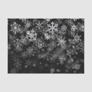 Papel De Seda Natal Festa da Neve Floco de Neve Preto Branco