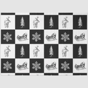 Papel De Seda Natal Festivo Negro e Branco Elegante moderno
