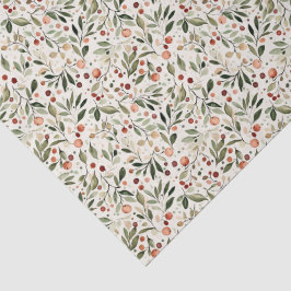 Papel De Seda Natal Festivo Verde Berries Vermelhos