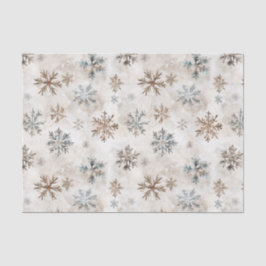 Papel De Seda Natal Flocos de Neve Azul Marrom Creme