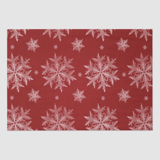 Papel De Seda Natal Flocos de Neve Natal Vermelho (Frente )