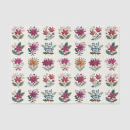 Papel De Seda Natal Floral Folclórico Retrô
