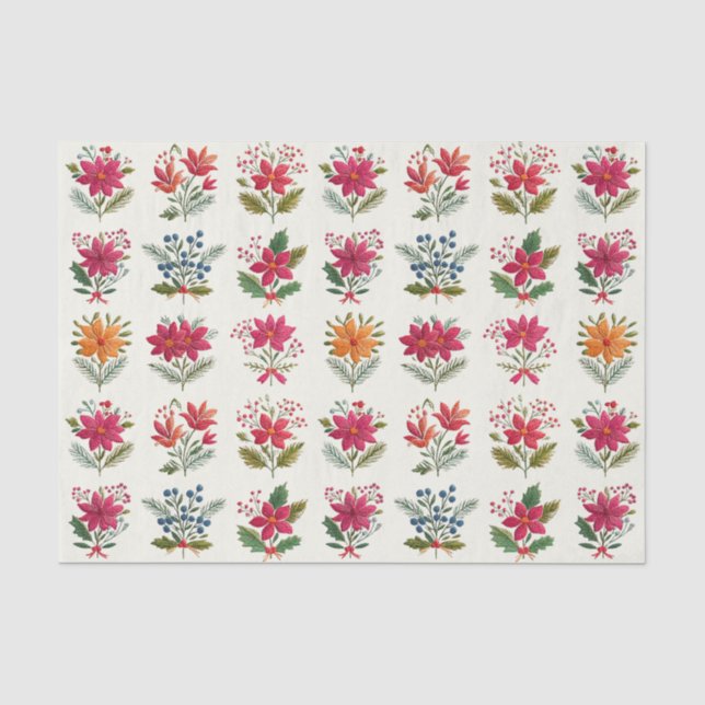 Papel De Seda Natal Folclórico Floral Fofo (Frente )