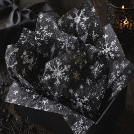Papel De Seda Natal Gótico Preto e Branco Floco de Neve