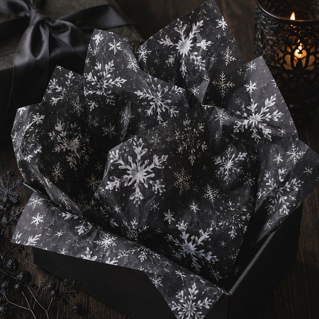 Papel De Seda Natal Gótico Preto e Branco Floco de Neve (Criador carregado)