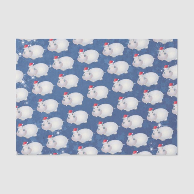 Papel De Seda Natal Hippo Santa Hat Hippopotamus (Frente )