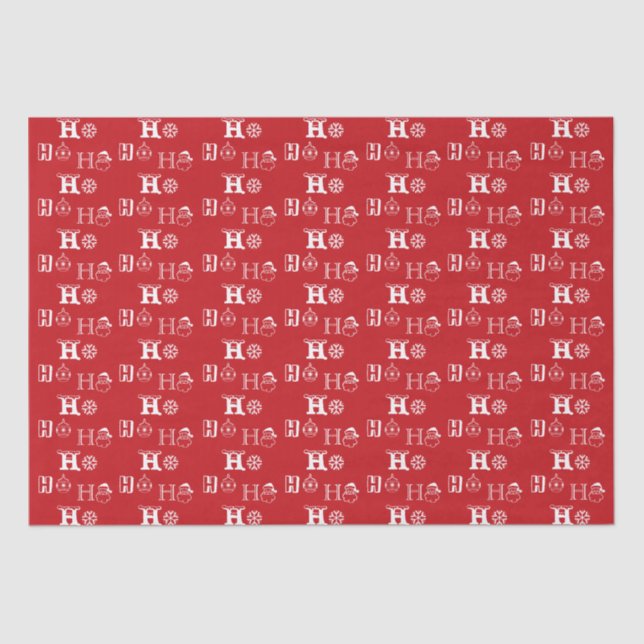 Papel De Seda Natal Ho Ho Ho Red White (Frente )