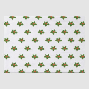 Papel De Seda Natal Holly Pattern