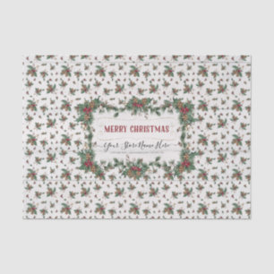 Papel De Seda Natal Holly Pine Mistletoe Negócios Clássicos