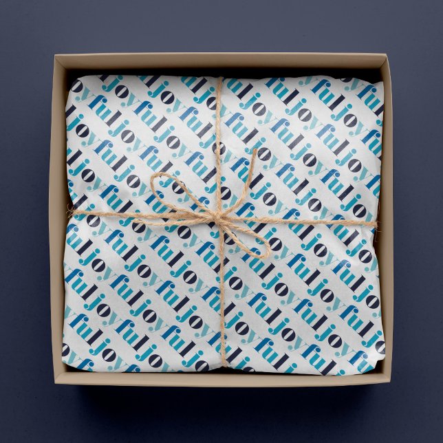 Papel De Seda Natal "Joyful" - Tipografia Azul-Inverno (Criador carregado)