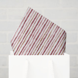 Papel De Seda Natal Listras Rosa Vermelho Branco