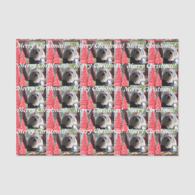 Papel De Seda Natal maltês com árvores vermelhas (Frente )