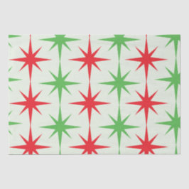 Papel De Seda Natal Meados do Século Vermelho Verde Explosões Es