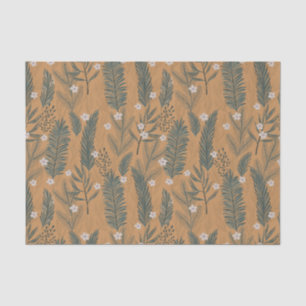 Papel De Seda Natal Moderno Boho Verde Botânico