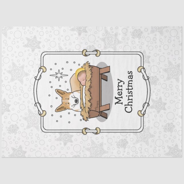 Papel De Seda Natal Natividade Pembroke Welsh Corgi (red1) Diver (Frente )