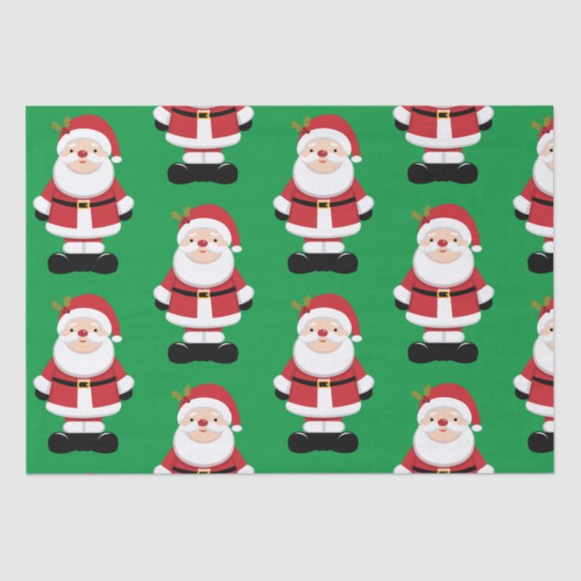 Papel De Seda Natal Papai Noel com fundo verde (Frente )