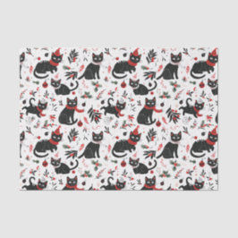 Papel De Seda Natal para Gatos Pretos Retro Bonitos