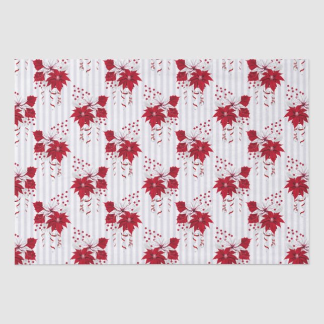 Papel De Seda Natal Peppermint | Poinsettia de Bengala Azevinho (Frente )