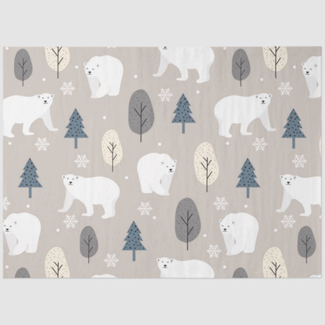 Papel De Seda Natal Polar Bear Series Design 3 (Frente )