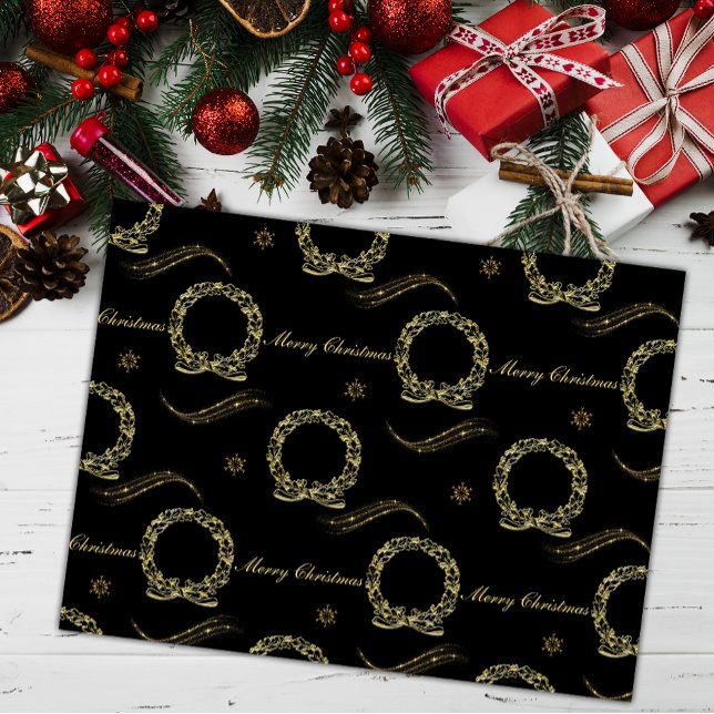 Papel De Seda Natal preto e Dourado do feriado do ouro (Criador carregado)