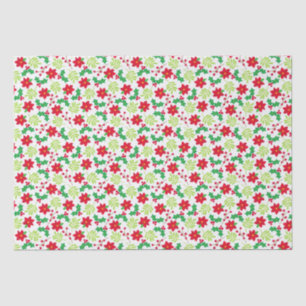 Papel De Seda Natal Red Poinsettia Green Holly Gift