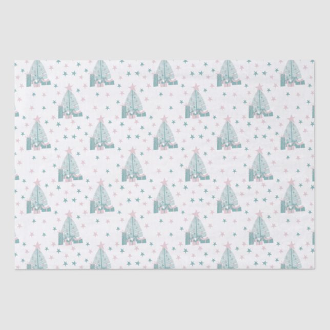 Papel De Seda Natal rosa e verde (Frente )