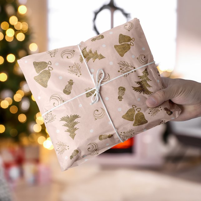 Papel De Seda Natal rosa russo (Rustic pink Christmas Tissue Paper)