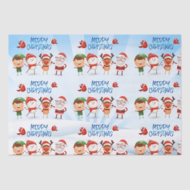 Papel De Seda Natal Rudolf A Reindeer e Amigos (Frente )