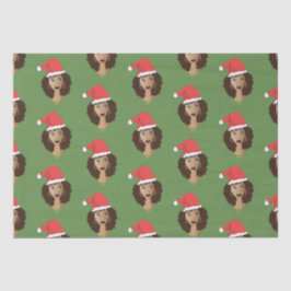 Papel De Seda Natal Santa Hat, Mulher Negra, Verde