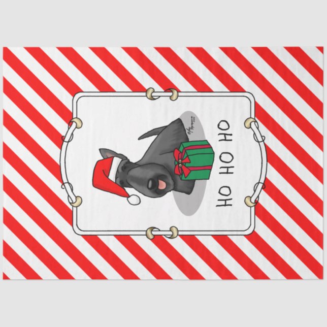 Papel De Seda Natal Santa Hat Scottish Terrier (preto) (Frente )