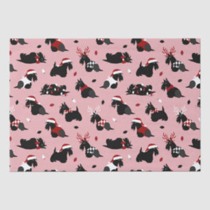 Papel De Seda Natal Scottish Terrier Pink